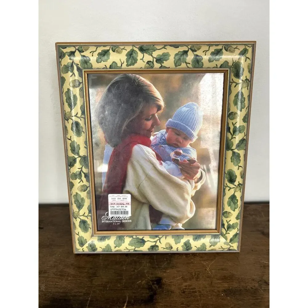 Vintage Botanical Picture Frame Set Green Yellow Vine Wall Art Gallery
